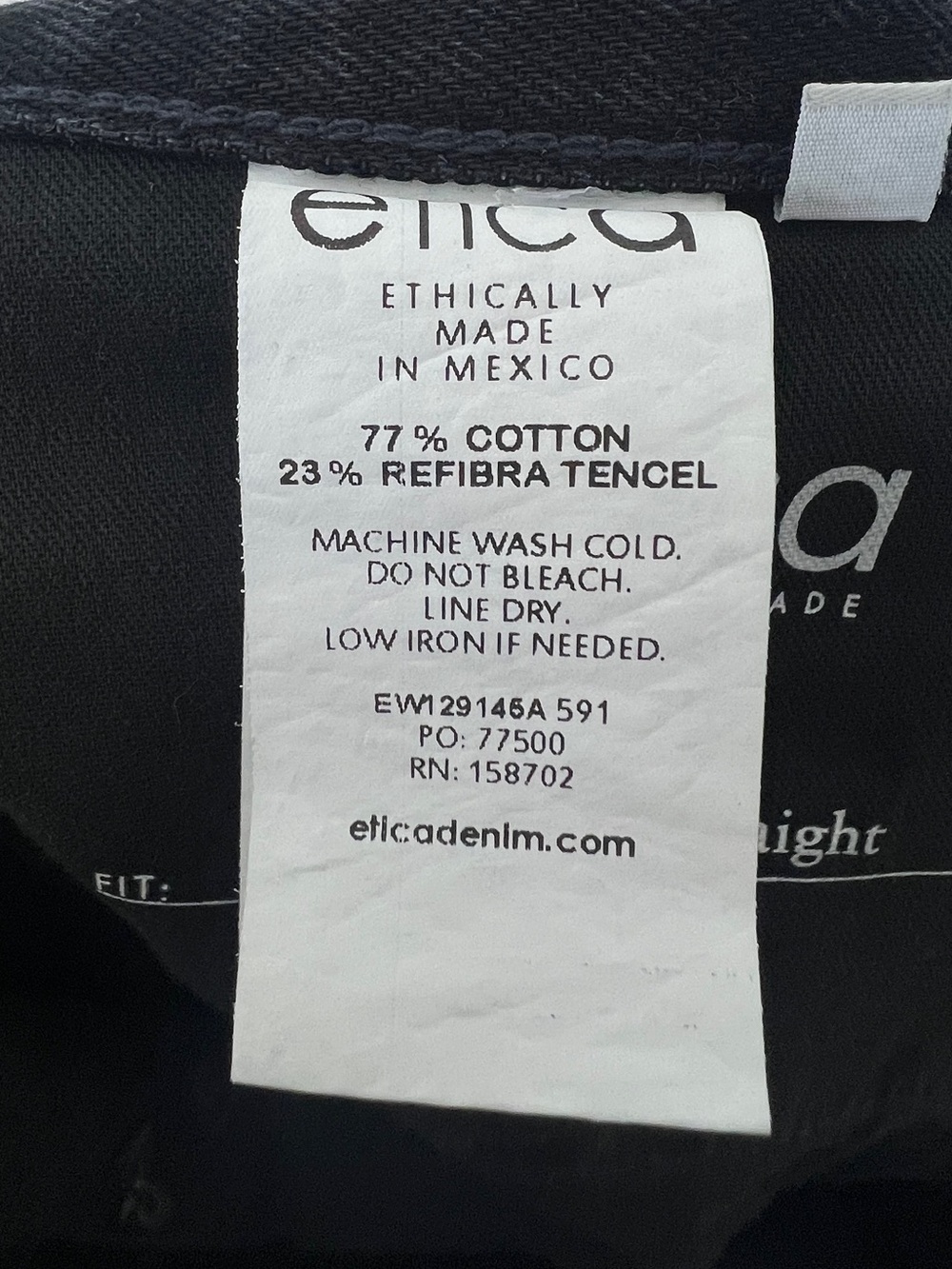 NEW Etica Finn Slim Straight Black Rock Jeans Sustainable Neutral Capsule 32 - Picture 11 of 11